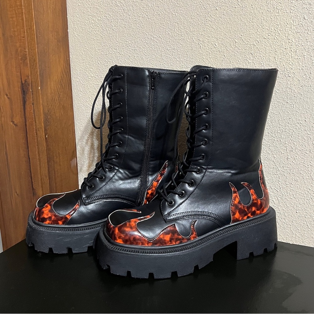 Platform Black Flame Boots!